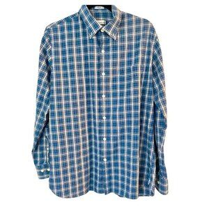 Peter Millar shirt mens 100% cotton plaid button down long sleeve shirt medium